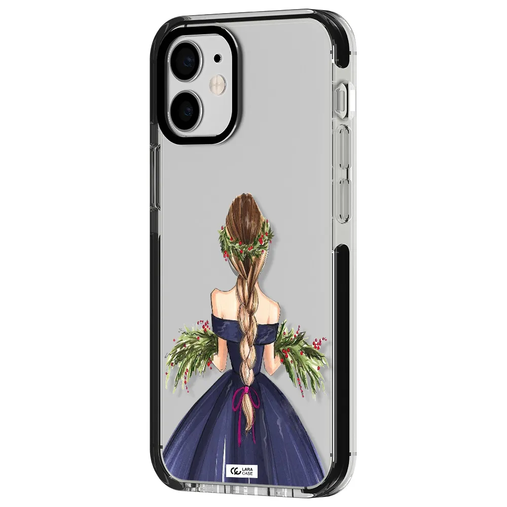 Long Hair Girl Watercolor Apple iPhone 12 mini impact black border Case