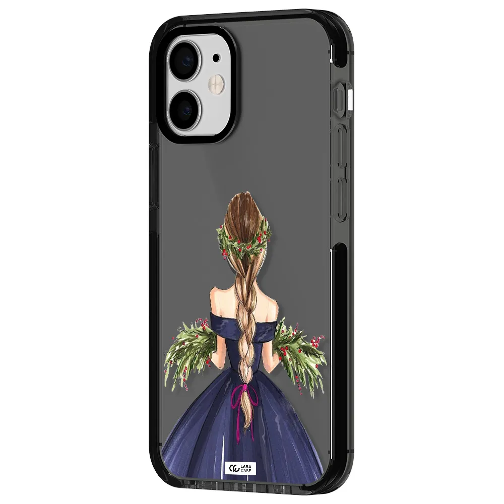 Long Hair Girl Watercolor Apple iPhone 12 mini impact Smoke Black Case