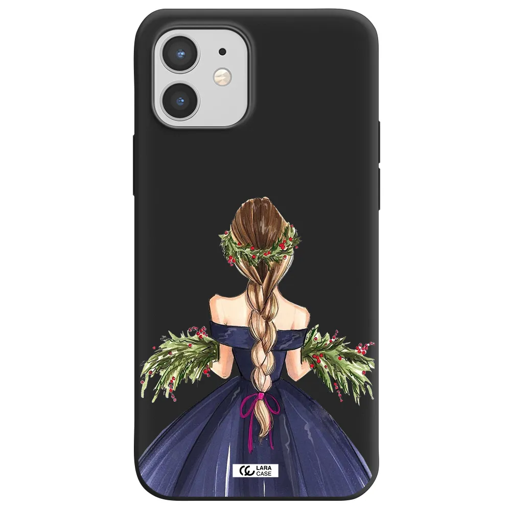 Long Hair Girl Watercolor Apple iPhone 12 mini Silicone black Case