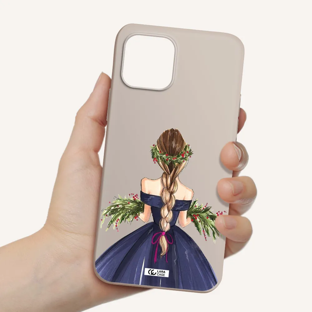 Long Hair Girl Watercolor Apple iPhone 12 mini Silicone Stone Case