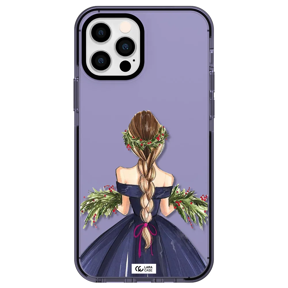 Long Hair Girl Watercolor Apple iPhone 12 pro impact Lilac Case