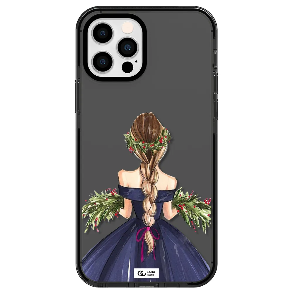 Long Hair Girl Watercolor Apple iPhone 12 pro impact Smoke Black Case