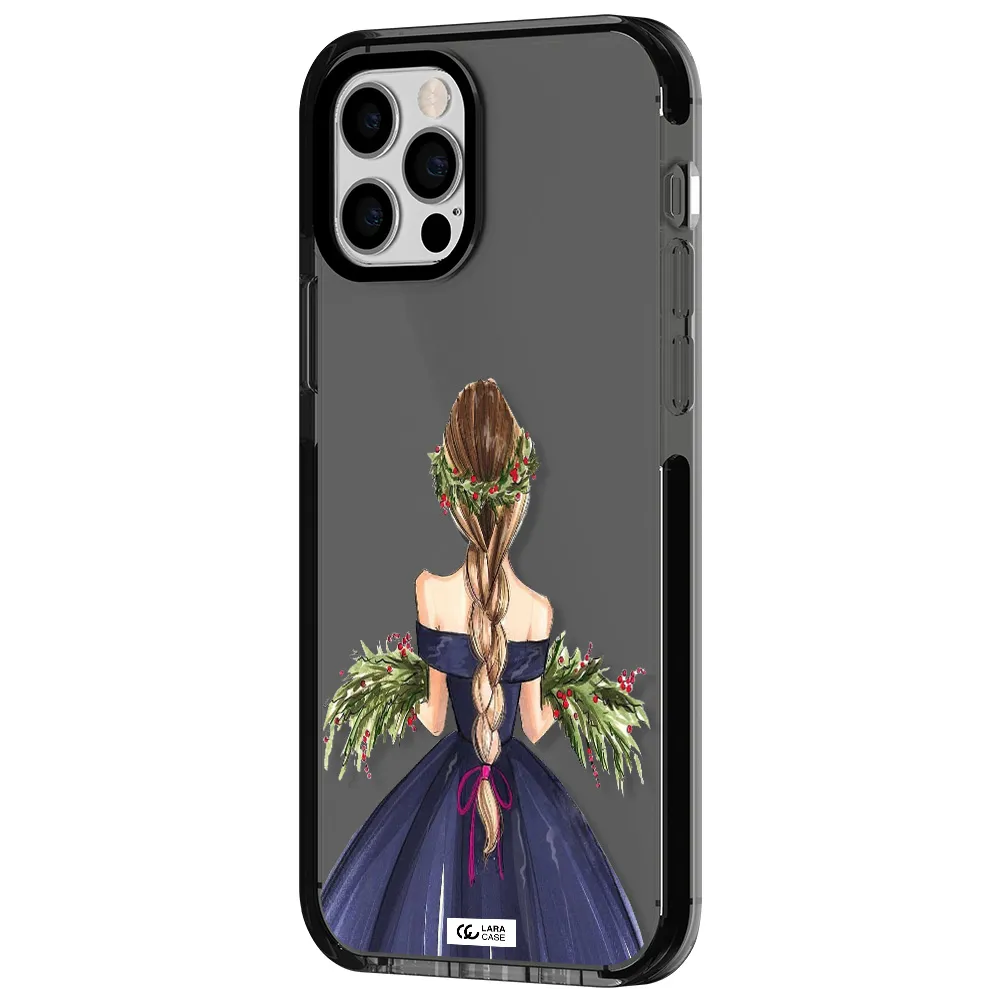 Long Hair Girl Watercolor Apple iPhone 12 pro impact Smoke Black Case