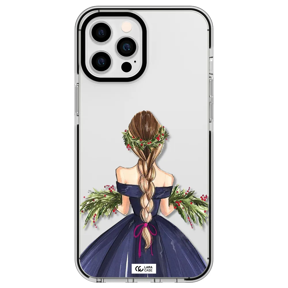 Long Hair Girl Watercolor Apple iPhone 12 pro max impact black border Case