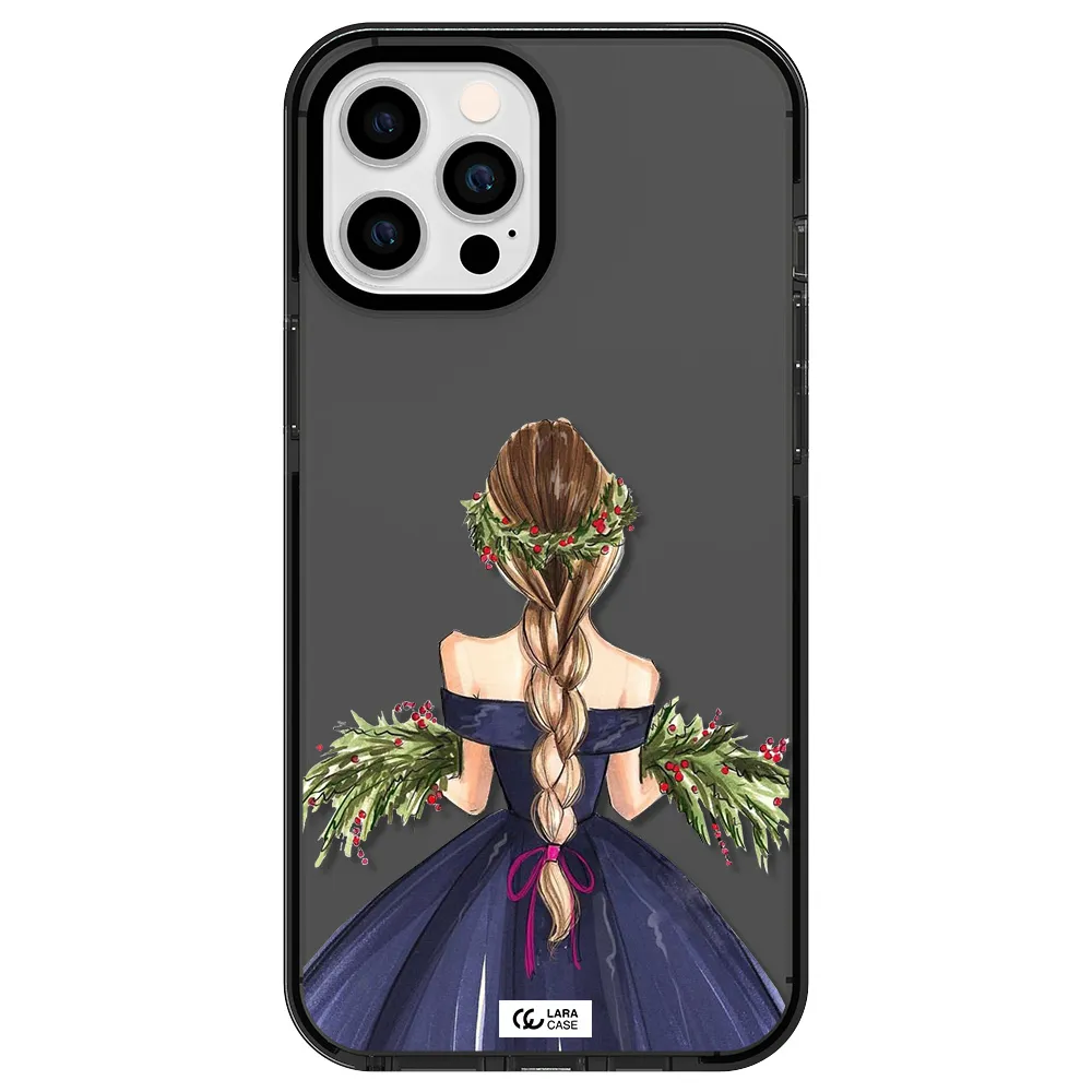 Long Hair Girl Watercolor Apple iPhone 12 pro max impact Smoke Black Case