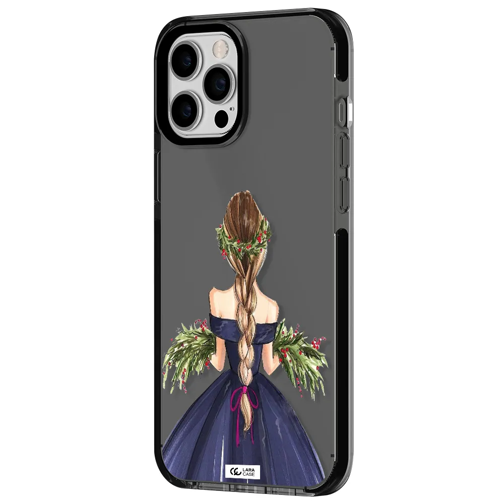 Long Hair Girl Watercolor Apple iPhone 12 pro max impact Smoke Black Case