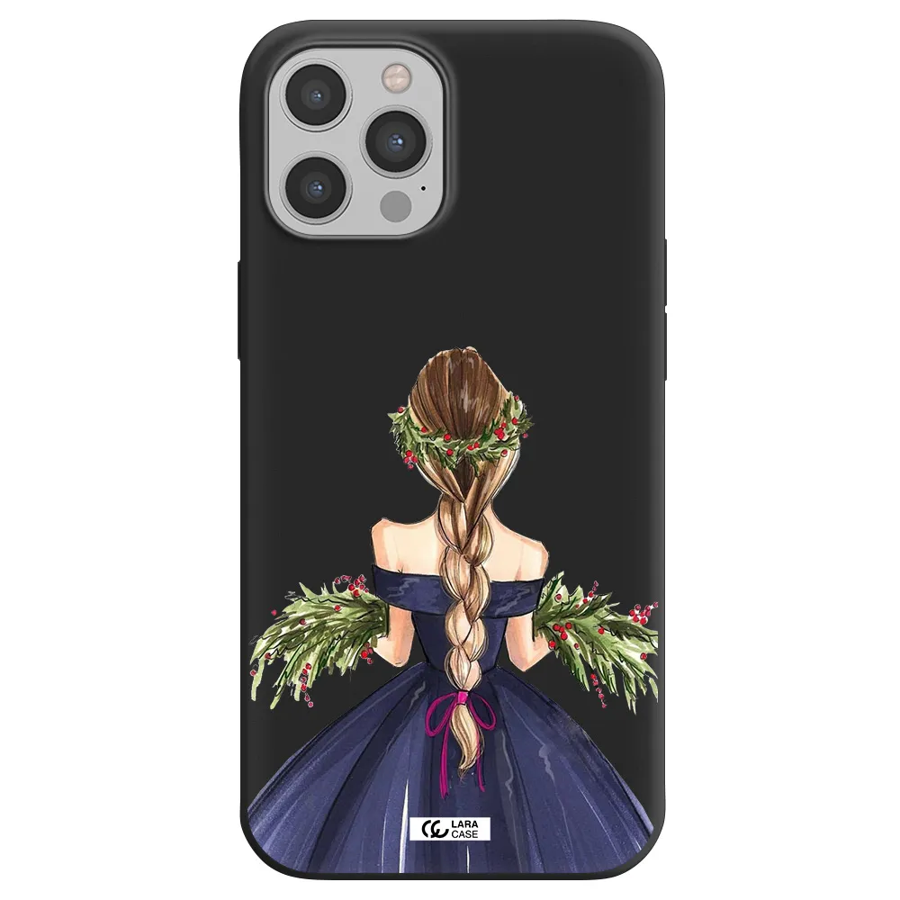 Long Hair Girl Watercolor Apple iPhone 12 pro max Silicone black Case