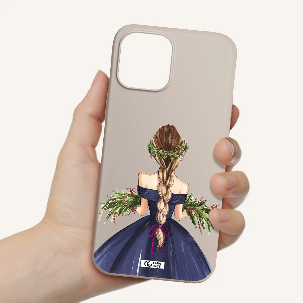 Long Hair Girl Watercolor Apple iPhone 12 pro max Silicone Stone Case