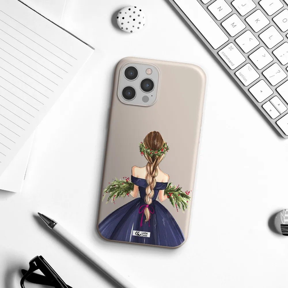 Long Hair Girl Watercolor Apple iPhone 12 pro max Silicone Stone Case