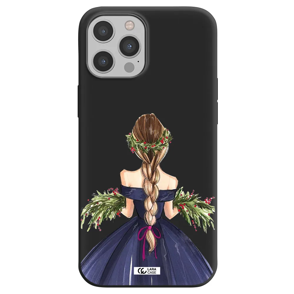 Long Hair Girl Watercolor Apple iPhone 12 pro Silicone black Case