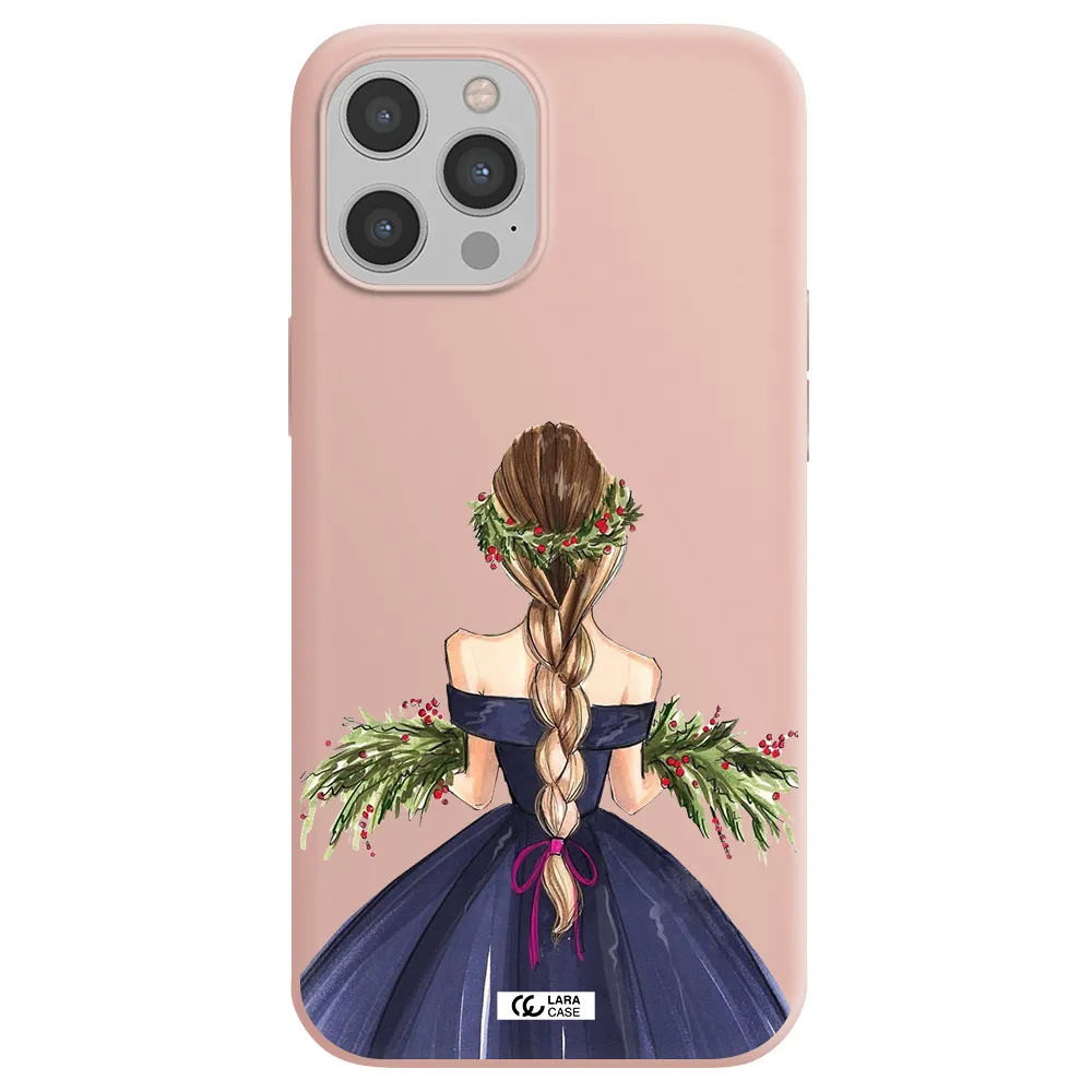 Long Hair Girl Watercolor Apple iPhone 12 pro Silicone pastel pink Case