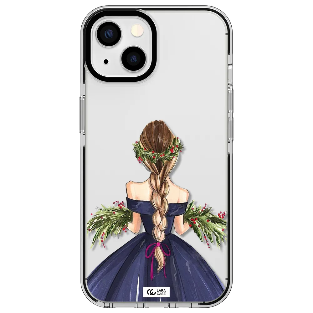 Long Hair Girl Watercolor Apple iPhone 13 impact black border Case