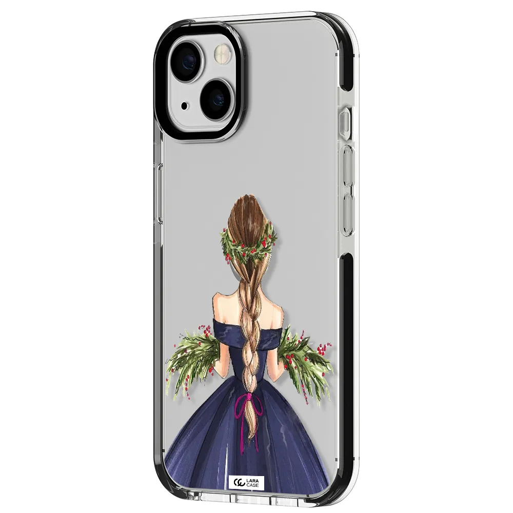 Long Hair Girl Watercolor Apple iPhone 13 impact black border Case