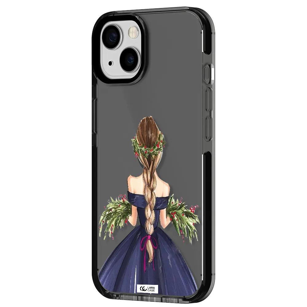 Long Hair Girl Watercolor Apple iPhone 13 impact Smoke Black Case