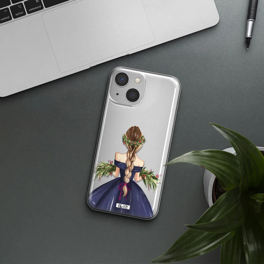 Long Hair Girl Watercolor Apple iPhone 13 mini Clear TPU Case