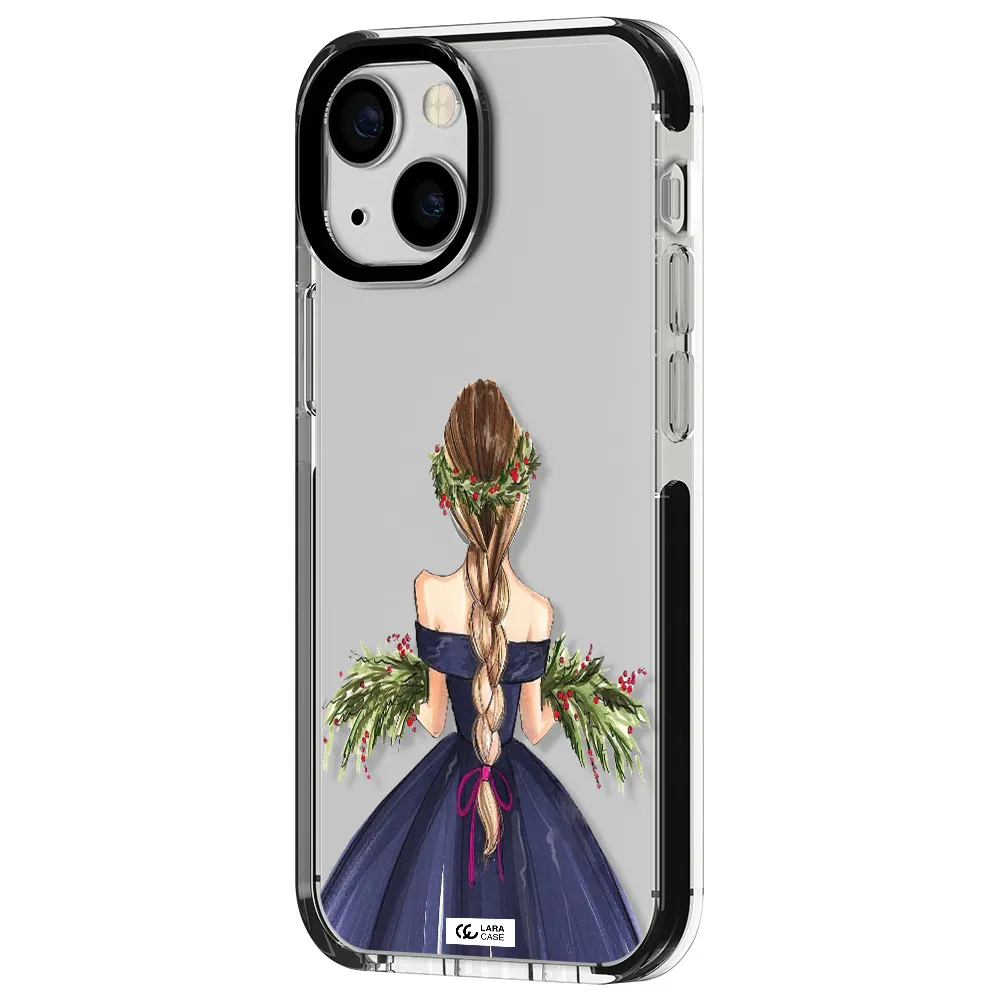 Long Hair Girl Watercolor Apple iPhone 13 mini impact black border Case