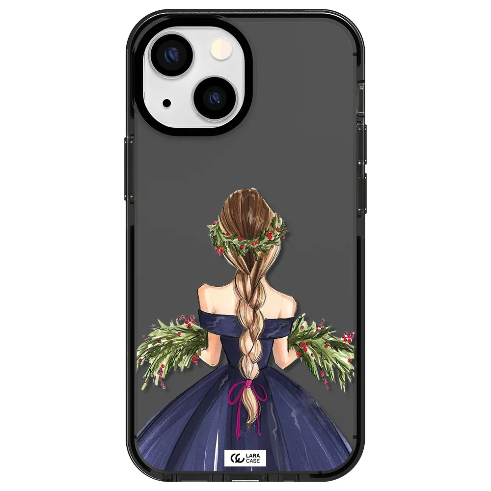 Long Hair Girl Watercolor Apple iPhone 13 mini impact Smoke Black Case