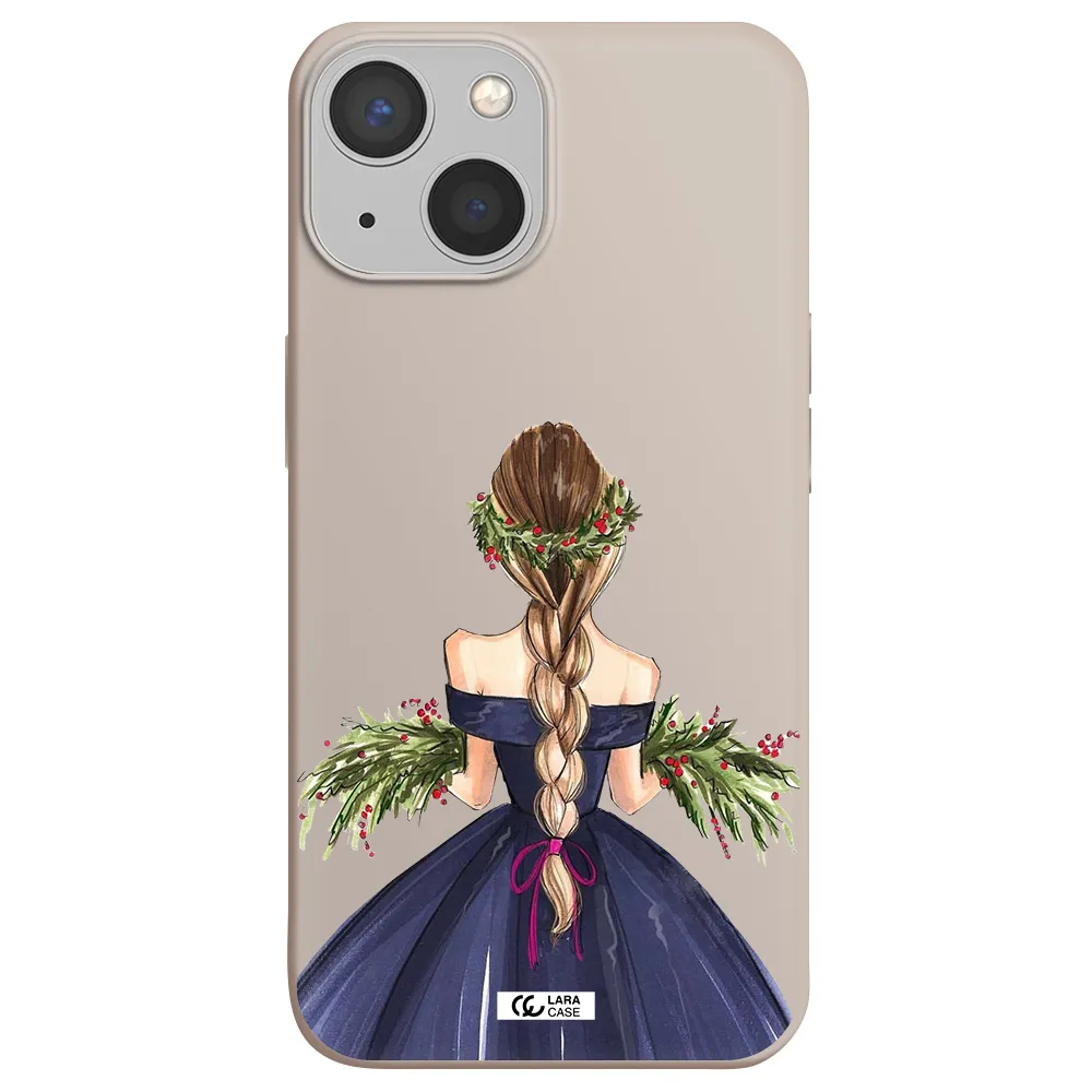 Long Hair Girl Watercolor Apple iPhone 13 mini Silicone Stone Case