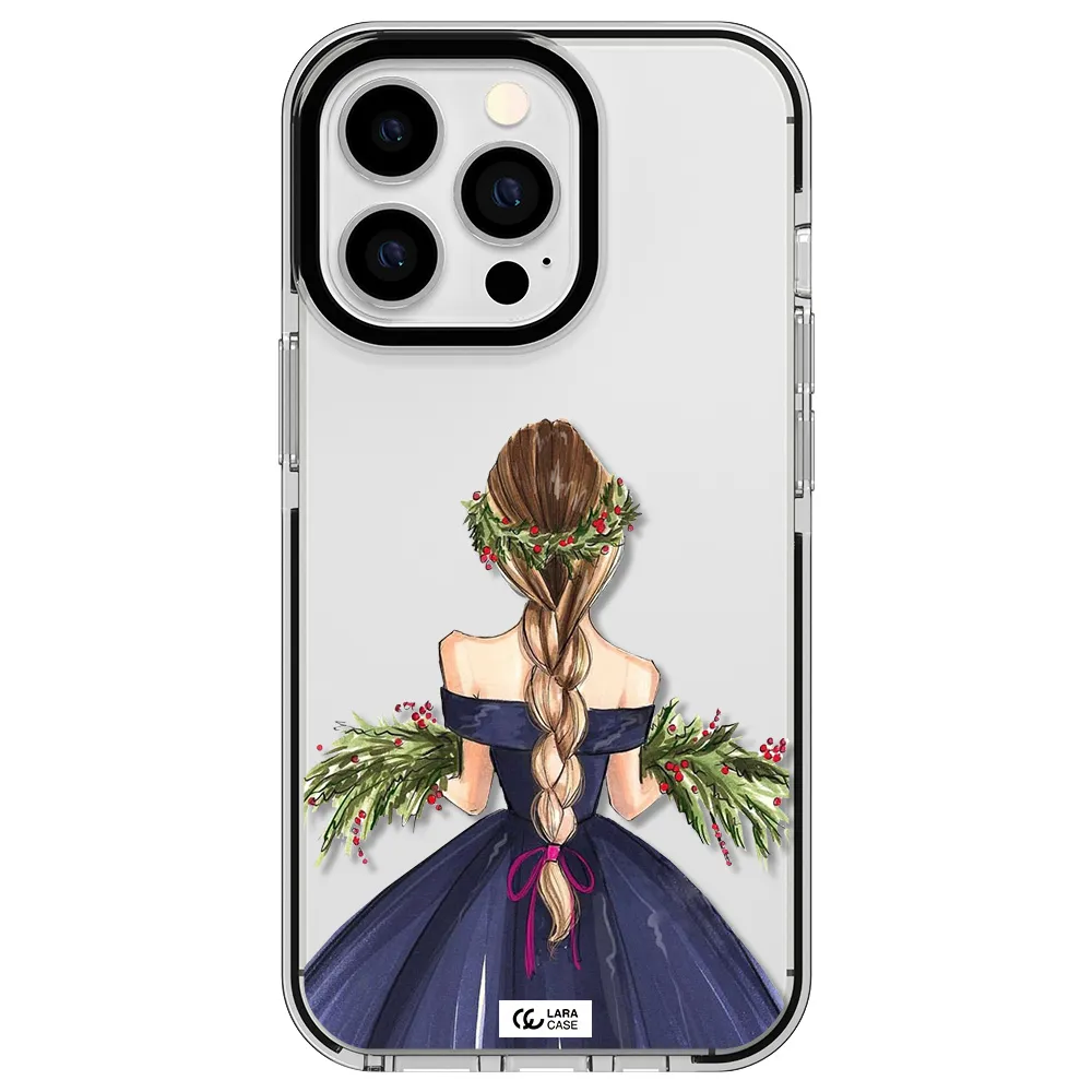 Long Hair Girl Watercolor Apple iPhone 13 Pro impact black border Case