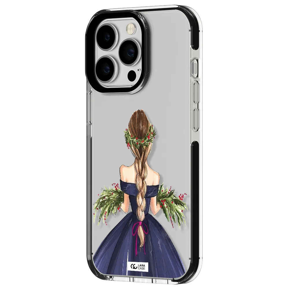 Long Hair Girl Watercolor Apple iPhone 13 Pro impact black border Case