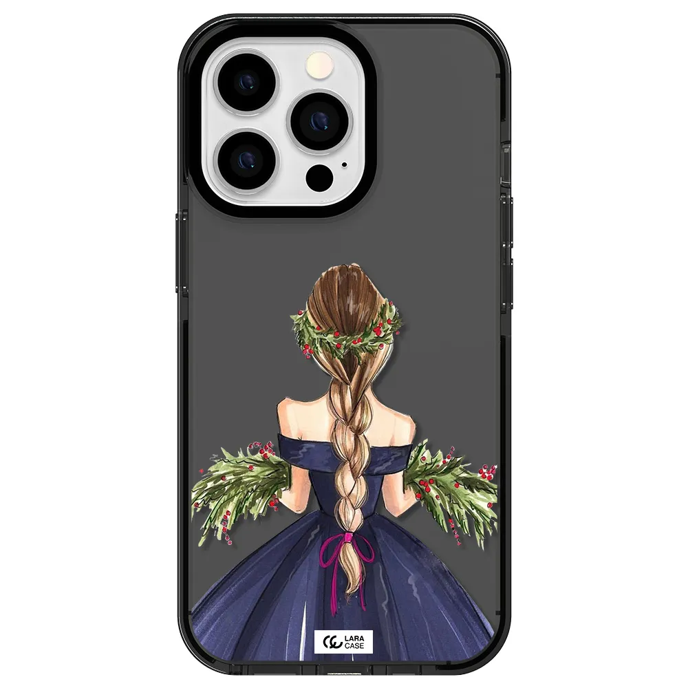 Long Hair Girl Watercolor Apple iPhone 13 Pro impact Smoke Black Case