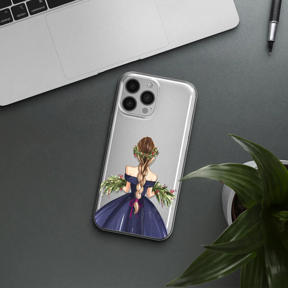 Long Hair Girl Watercolor Apple iPhone 13 Pro Max Clear TPU Case