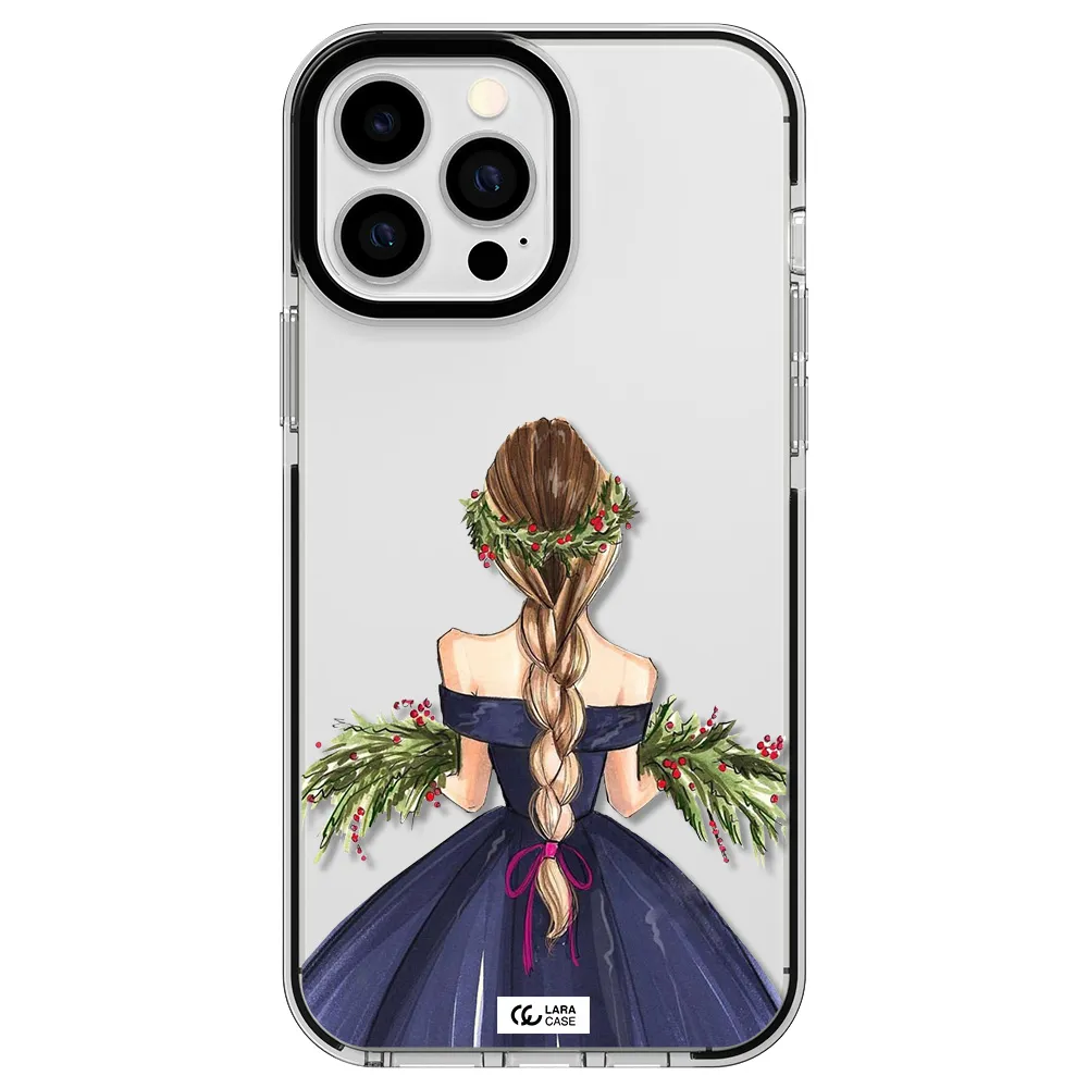 Long Hair Girl Watercolor Apple iPhone 13 Pro Max impact black border Case