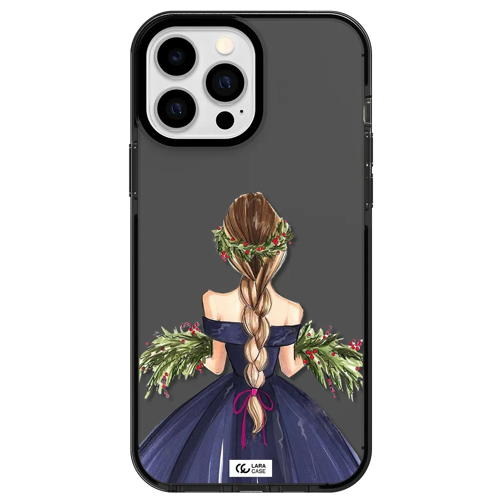Long Hair Girl Watercolor Apple iPhone 13 Pro Max impact Smoke Black Case