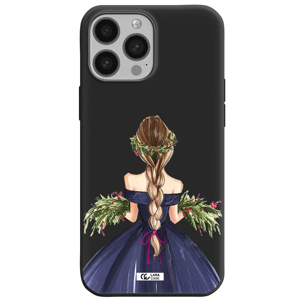 Long Hair Girl Watercolor Apple iPhone 13 Pro Max Silicone black Case
