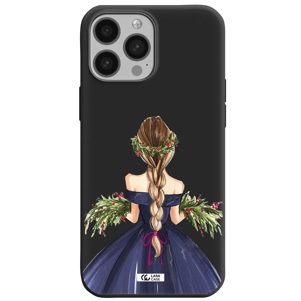 Long Hair Girl Watercolor Apple iPhone 13 Pro Silicone black Case