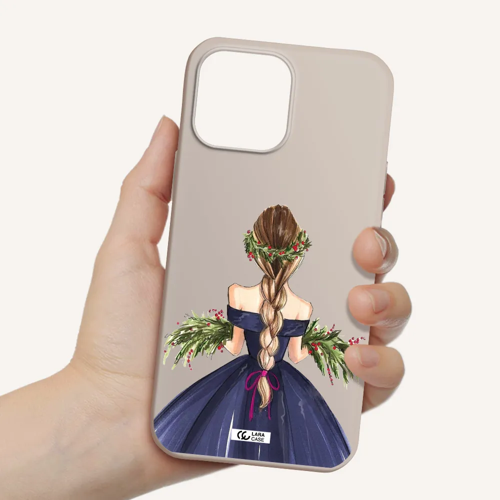 Long Hair Girl Watercolor Apple iPhone 13 Pro Silicone Stone Case