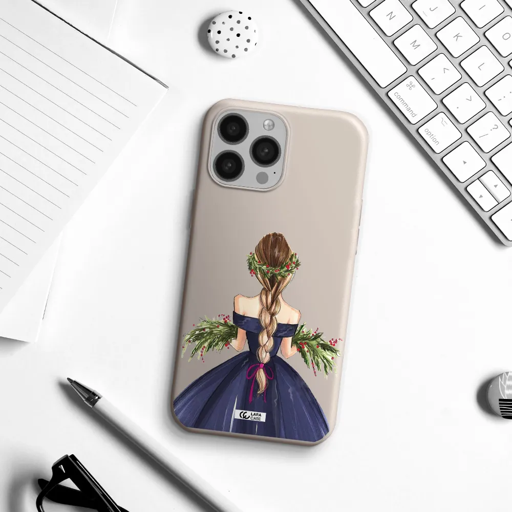 Long Hair Girl Watercolor Apple iPhone 13 Pro Silicone Stone Case