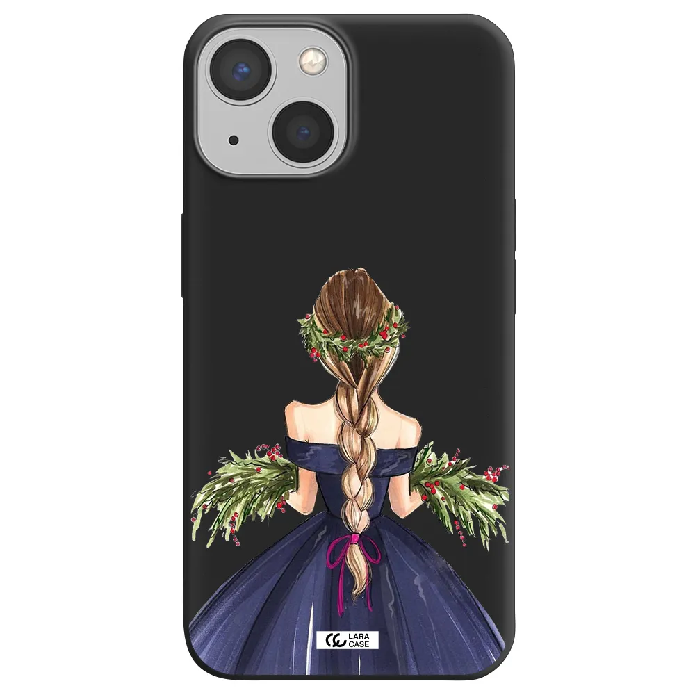 Long Hair Girl Watercolor Apple iPhone 13 Silicone black Case