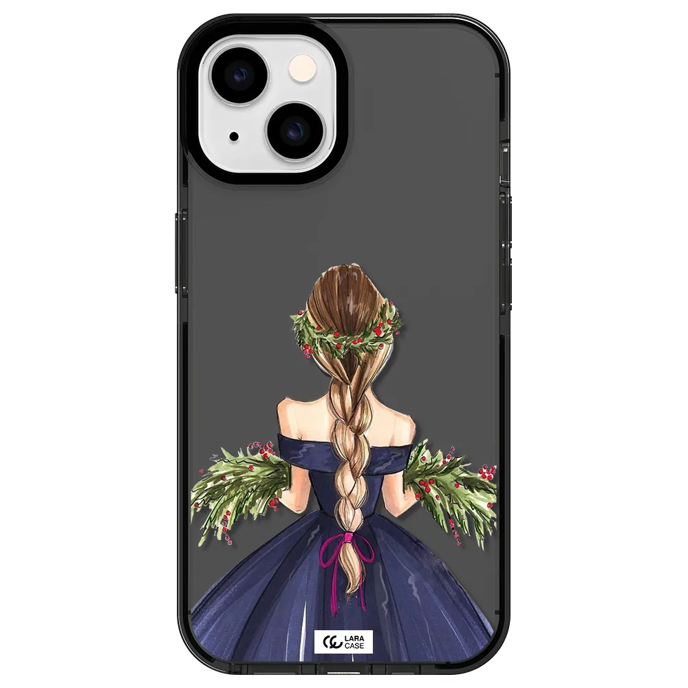Long Hair Girl Watercolor Apple iPhone 14 impact Smoke Black Case
