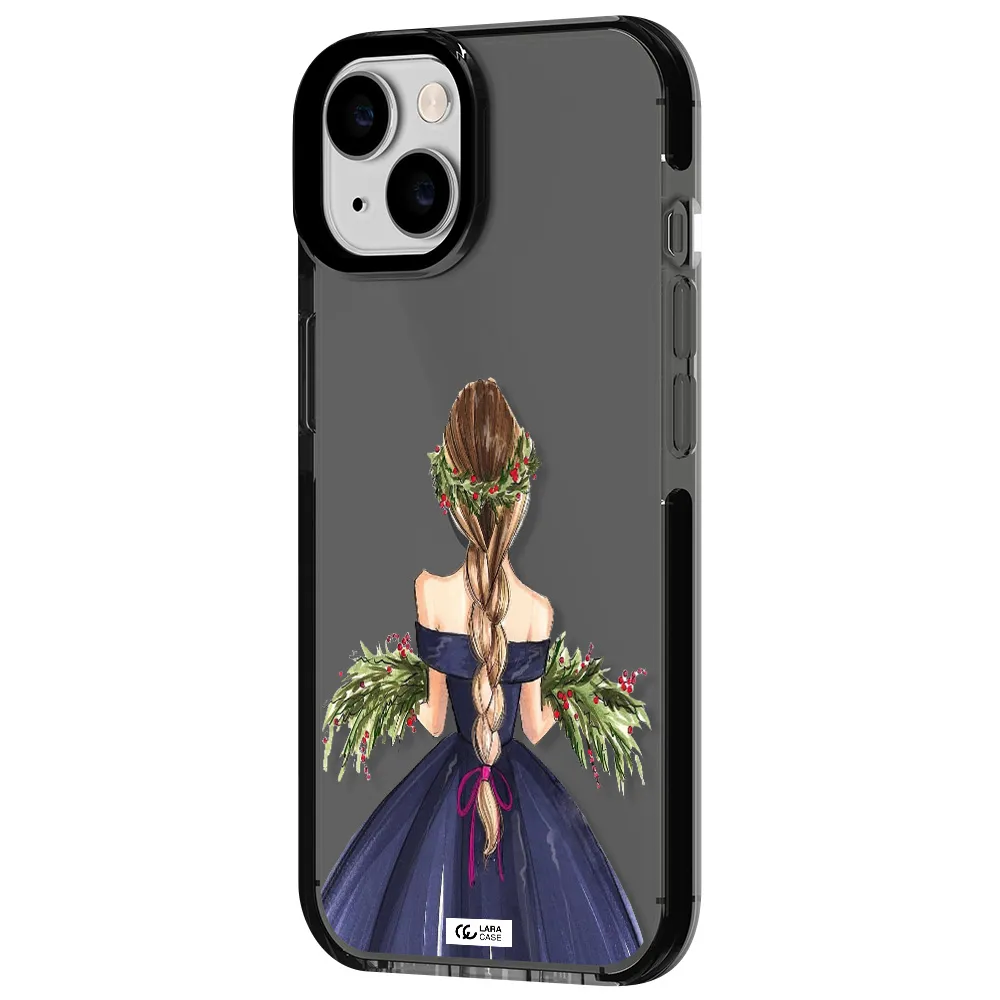 Long Hair Girl Watercolor Apple iPhone 14 impact Smoke Black Case
