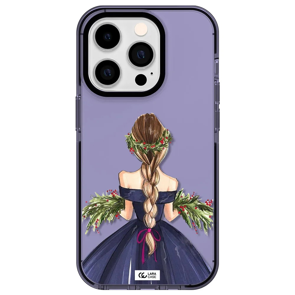 Long Hair Girl Watercolor Apple iPhone 14 pro impact Lilac Case