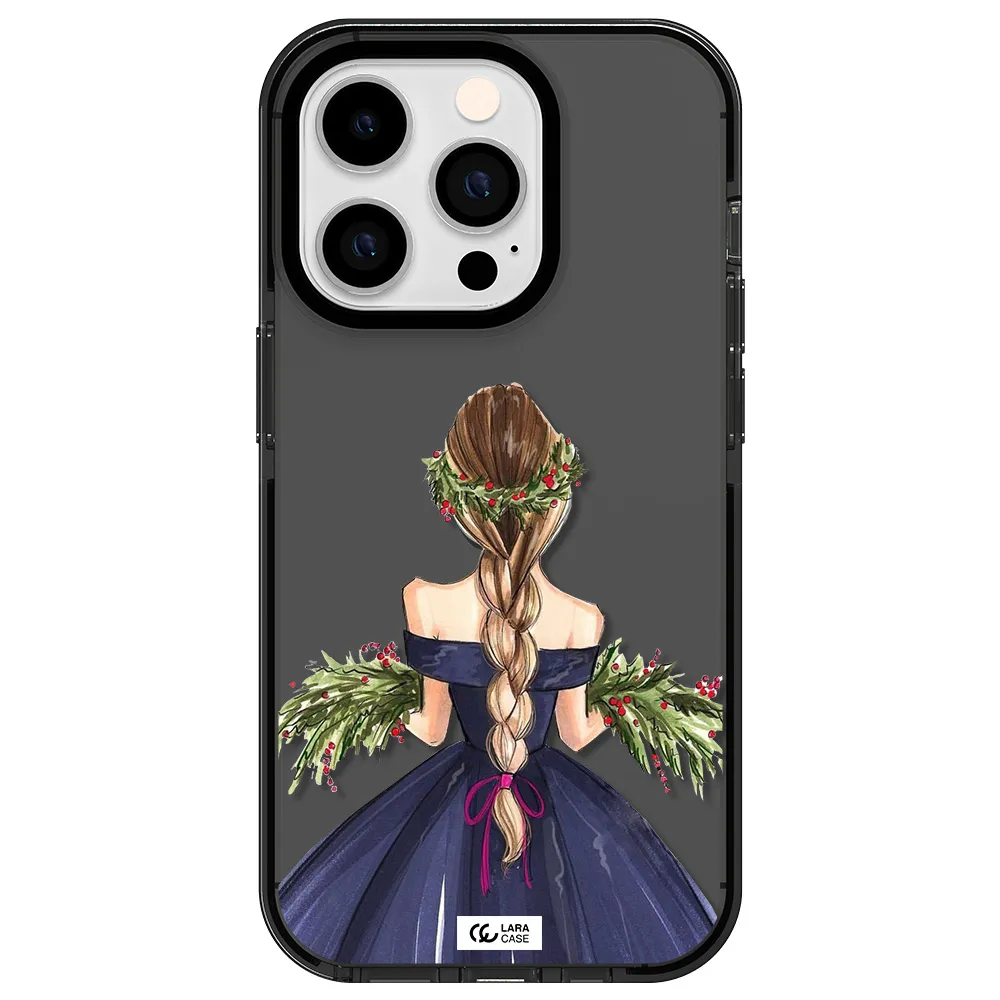 Long Hair Girl Watercolor Apple iPhone 14 pro impact Smoke Black Case