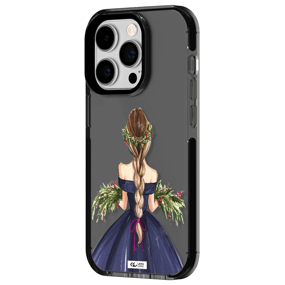 Long Hair Girl Watercolor Apple iPhone 14 pro impact Smoke Black Case