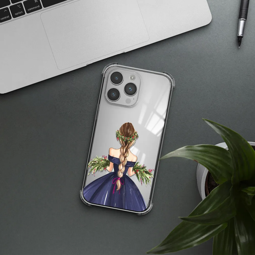 Long Hair Girl Watercolor Apple iPhone 14 pro max Clear PC Case