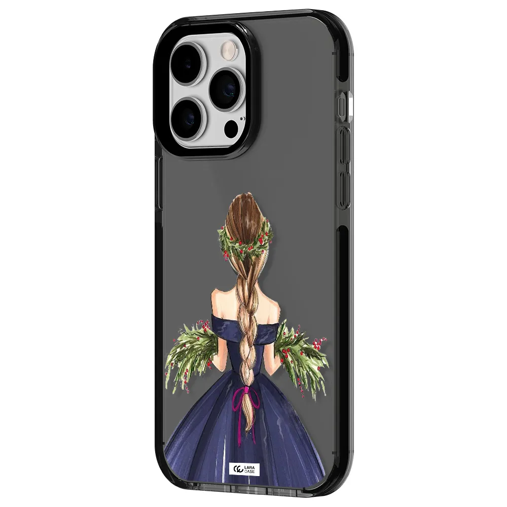 Long Hair Girl Watercolor Apple iPhone 14 pro max impact Smoke Black Case