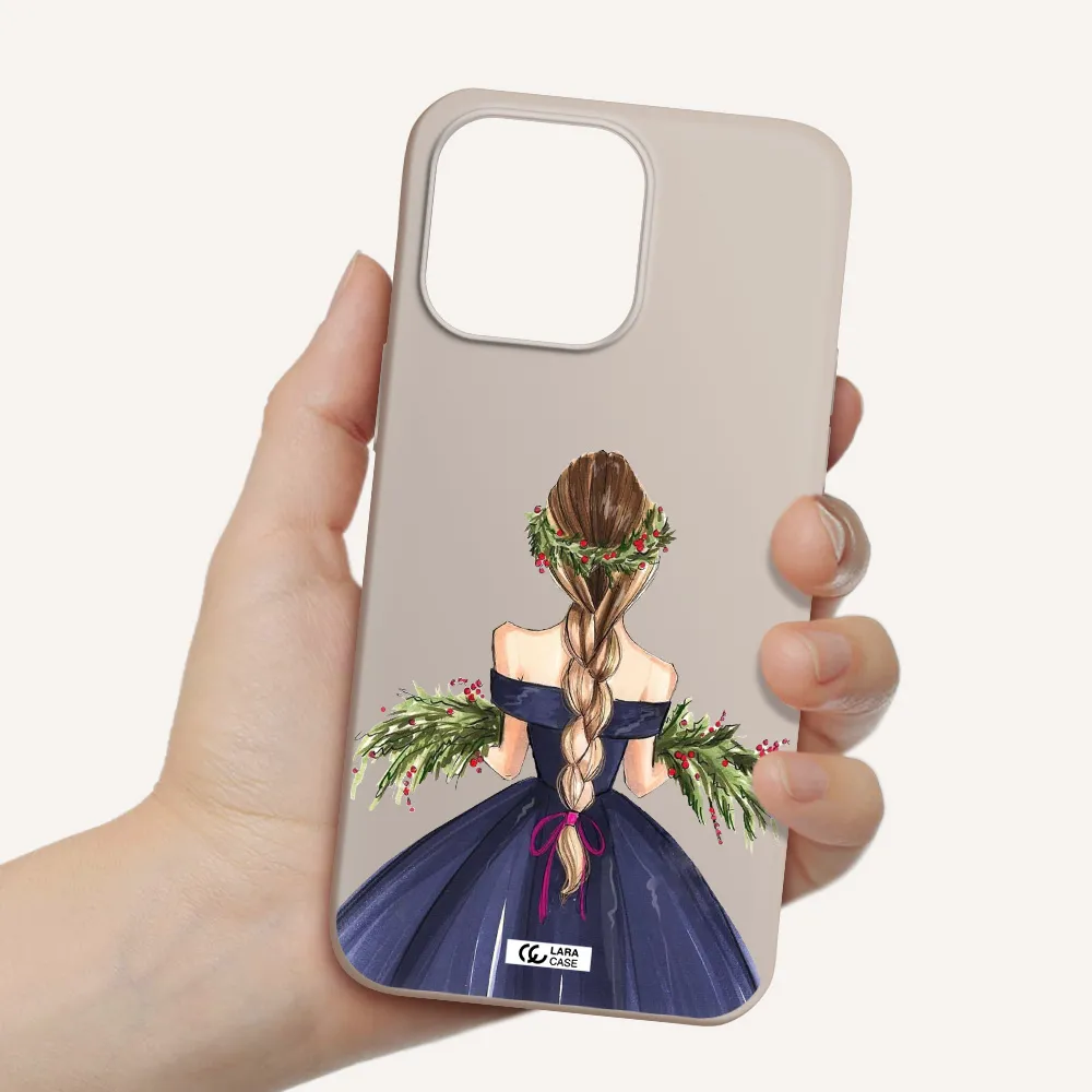 Long Hair Girl Watercolor Apple iPhone 14 pro max Silicone Stone Case