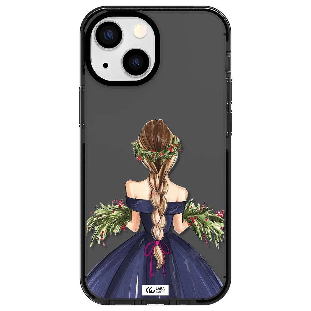 Long Hair Girl Watercolor Apple iPhone 15 impact Smoke Black Case