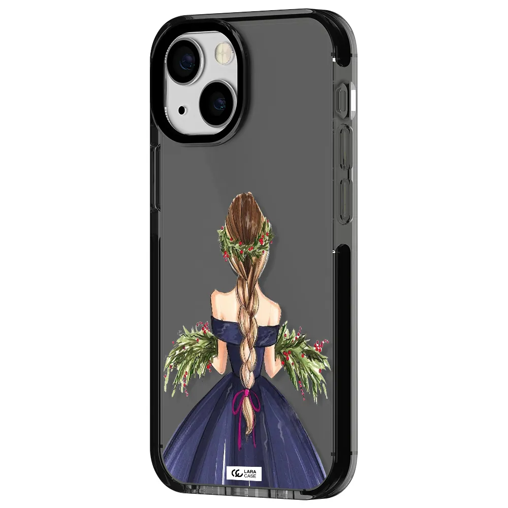 Long Hair Girl Watercolor Apple iPhone 15 impact Smoke Black Case