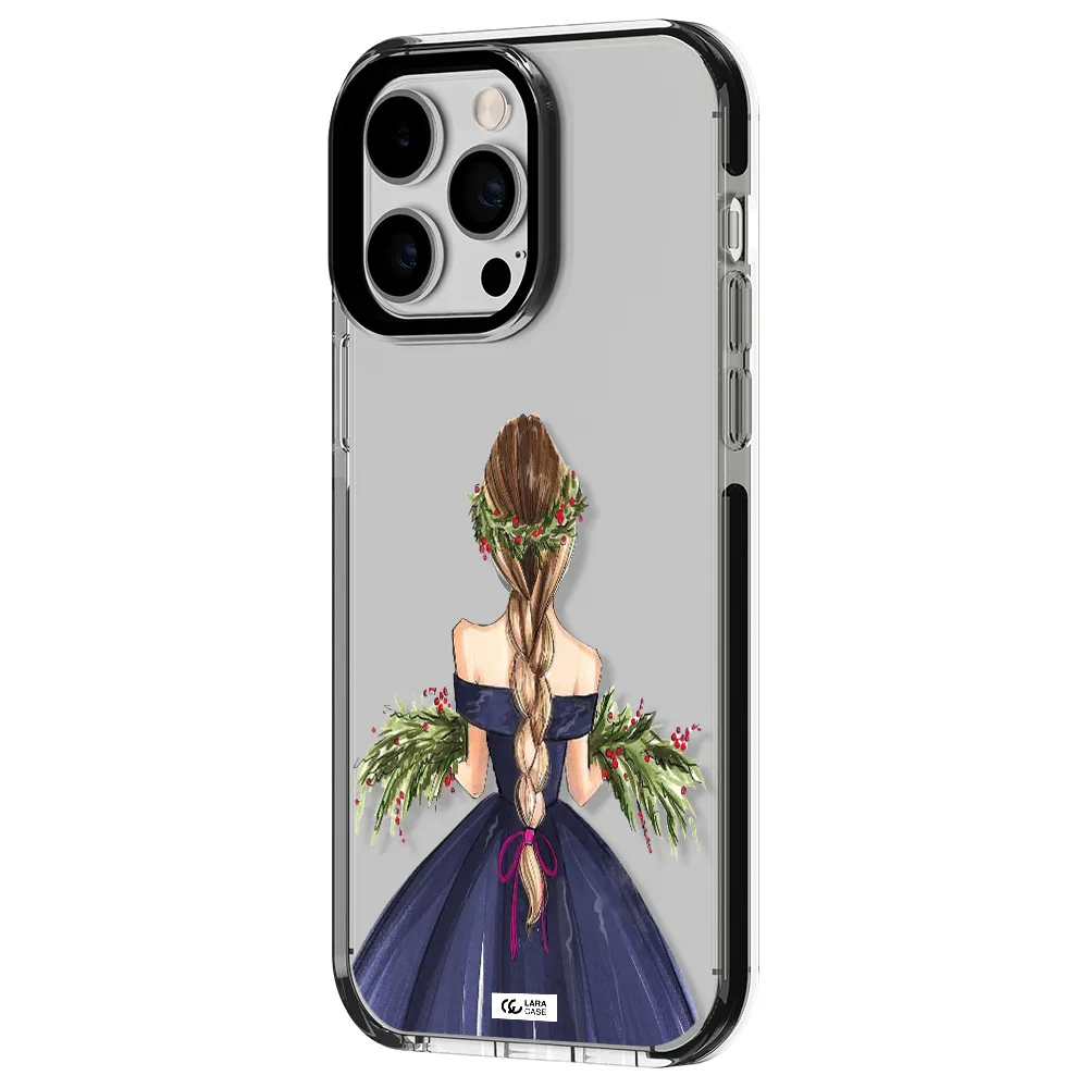Long Hair Girl Watercolor Apple iPhone 15 Pro impact black border Case