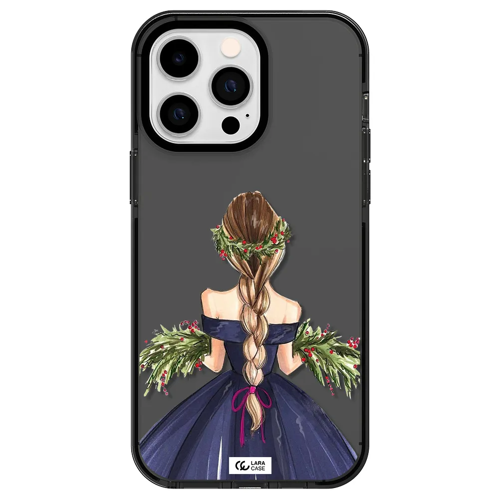Long Hair Girl Watercolor Apple iPhone 15 Pro impact Smoke Black Case