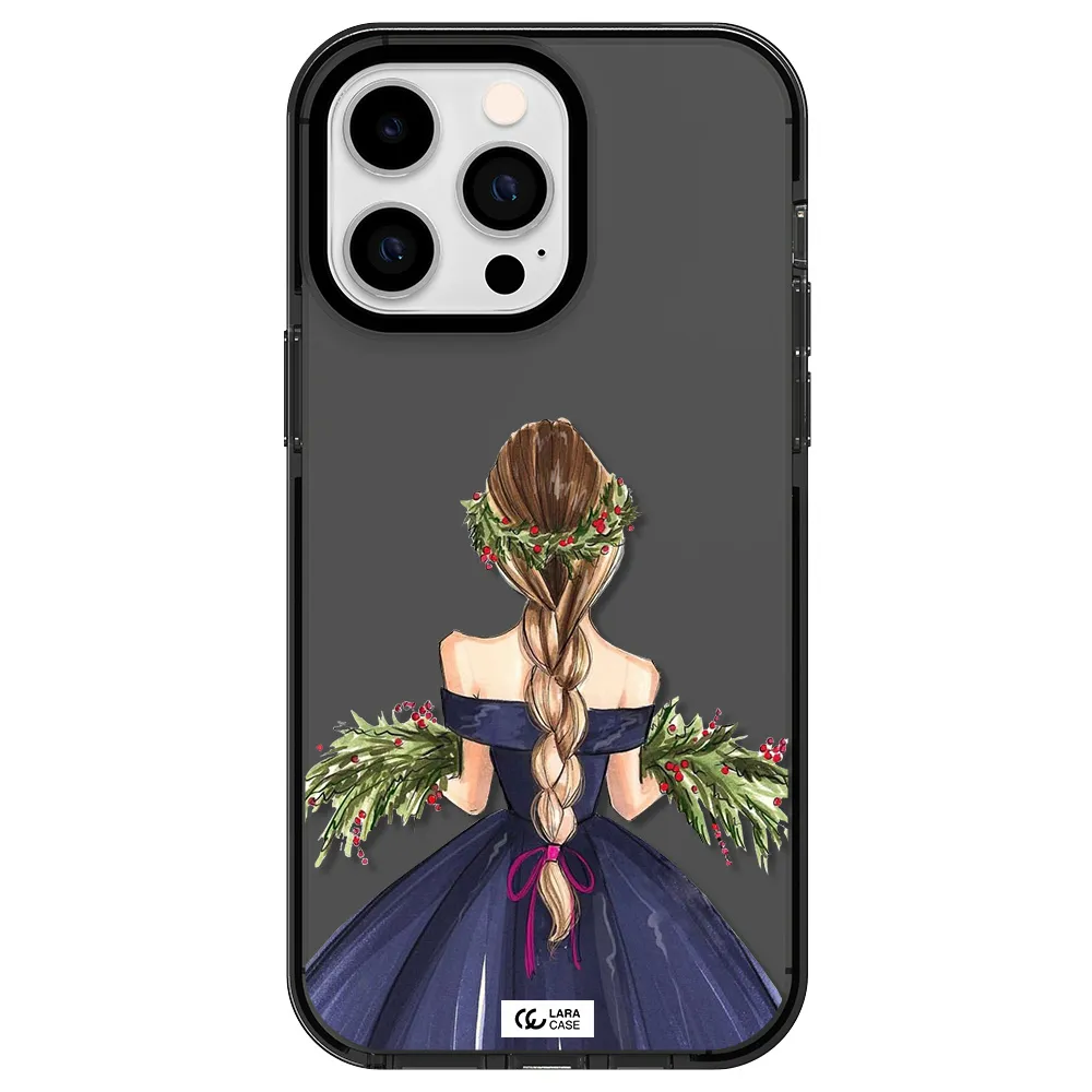 Long Hair Girl Watercolor Apple iPhone 15 Pro Max impact Smoke Black Case