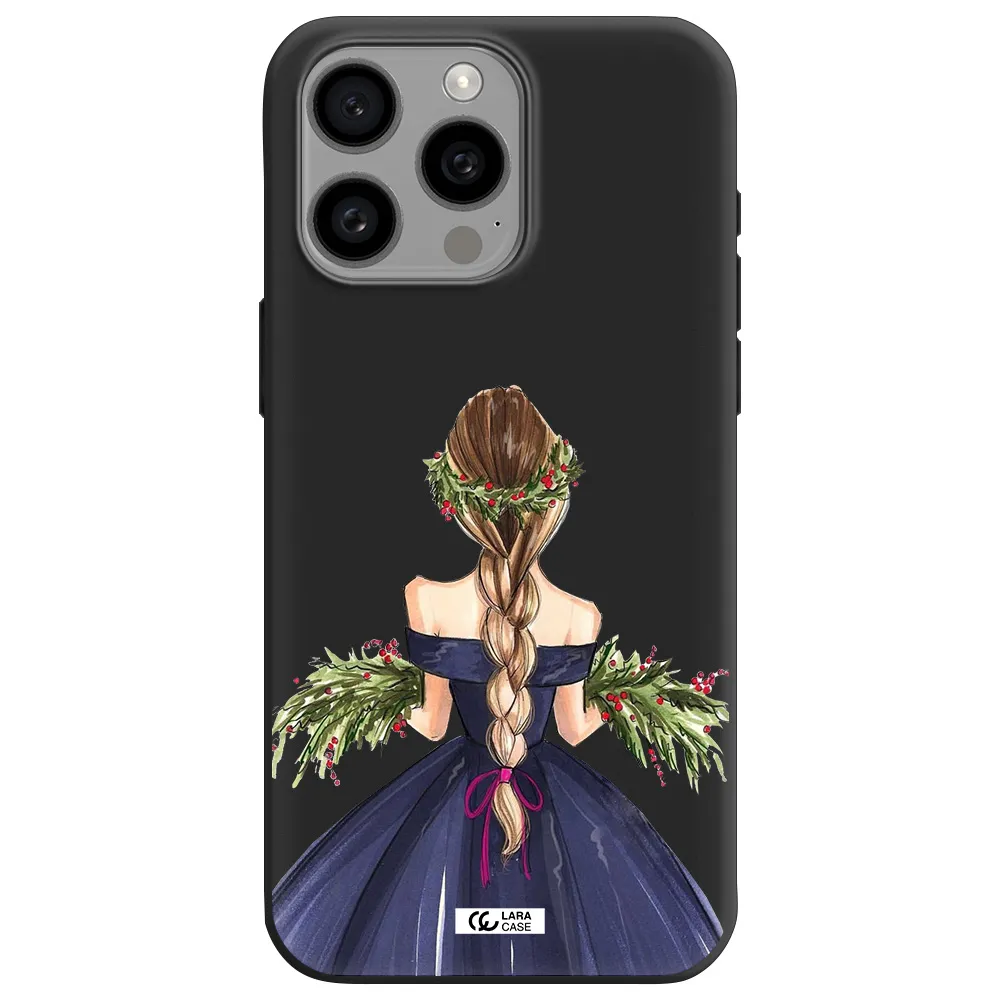 Long Hair Girl Watercolor Apple Iphone 15 Pro max Silicone black Case
