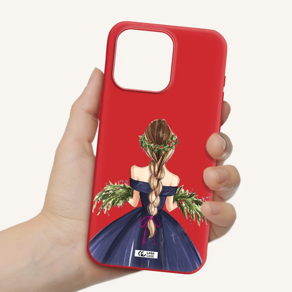 Long Hair Girl Watercolor Apple Iphone 15 Pro Max Silicone Imperial Red Case