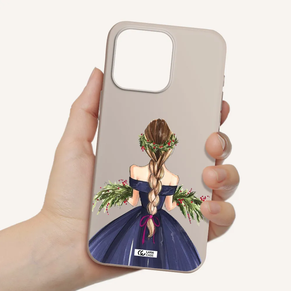 Long Hair Girl Watercolor Apple Iphone 15 Pro max Silicone Stone Case