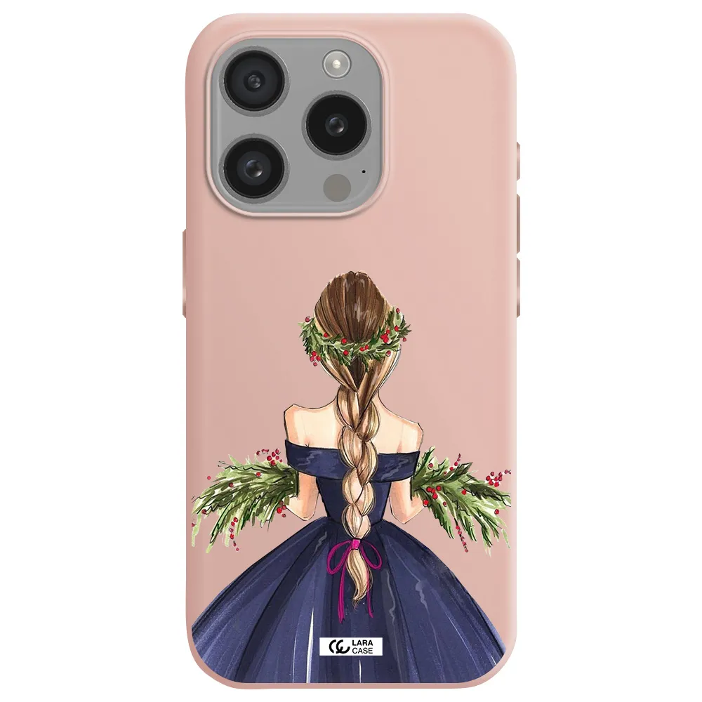 Long Hair Girl Watercolor Apple Iphone 15 Pro Silicone Pastel Pink Case